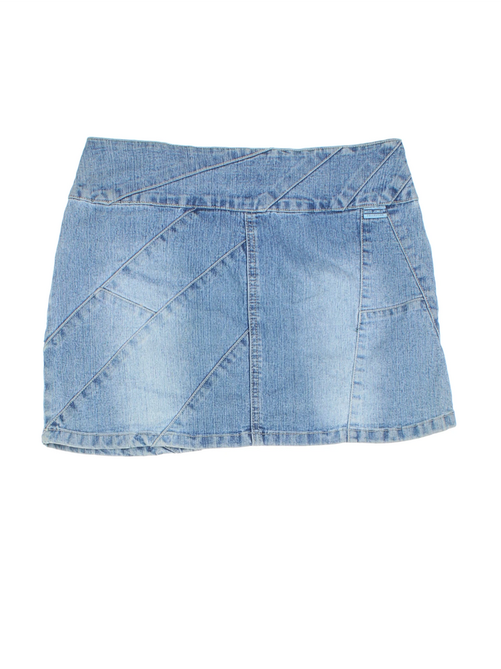 Y2K Denim Mini Skirt (Size L) - VintageFolk