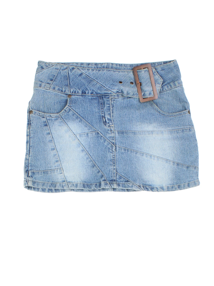 Y2K Denim Mini Skirt (Size L) - VintageFolk