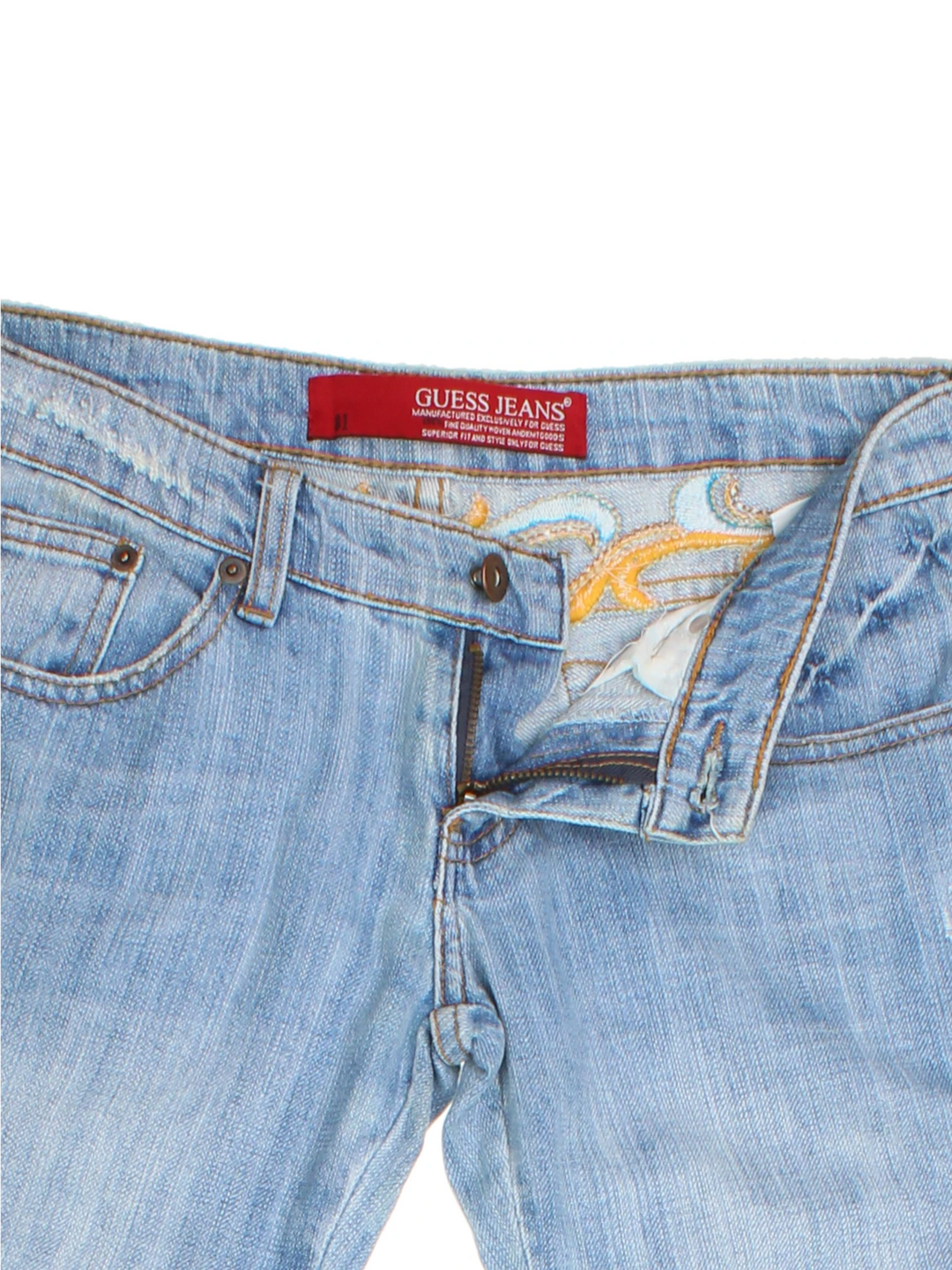Y2K Embroidered Guess Jeans (Size L) - VintageFolk