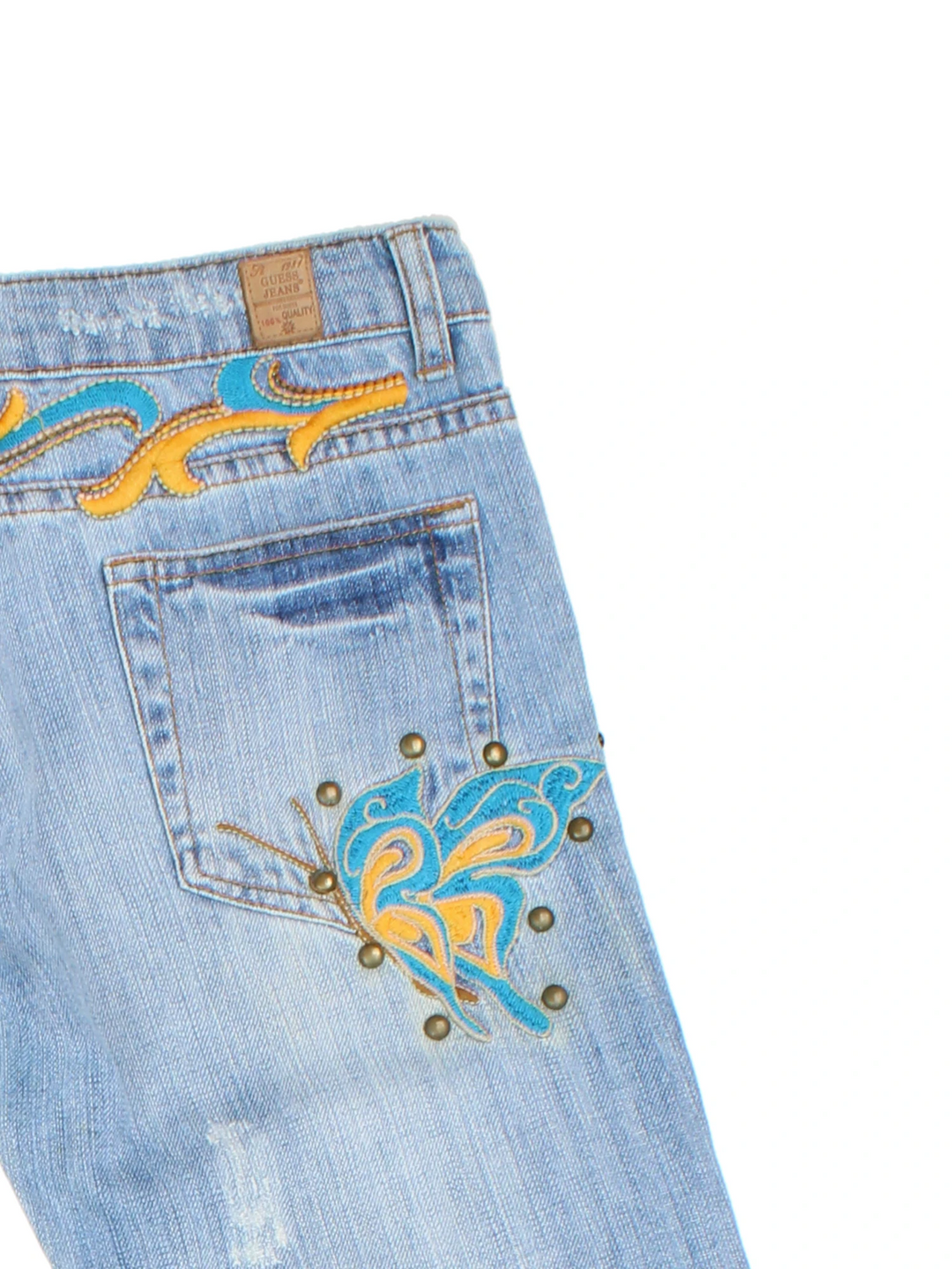 Y2K Embroidered Guess Jeans (Size L) - VintageFolk