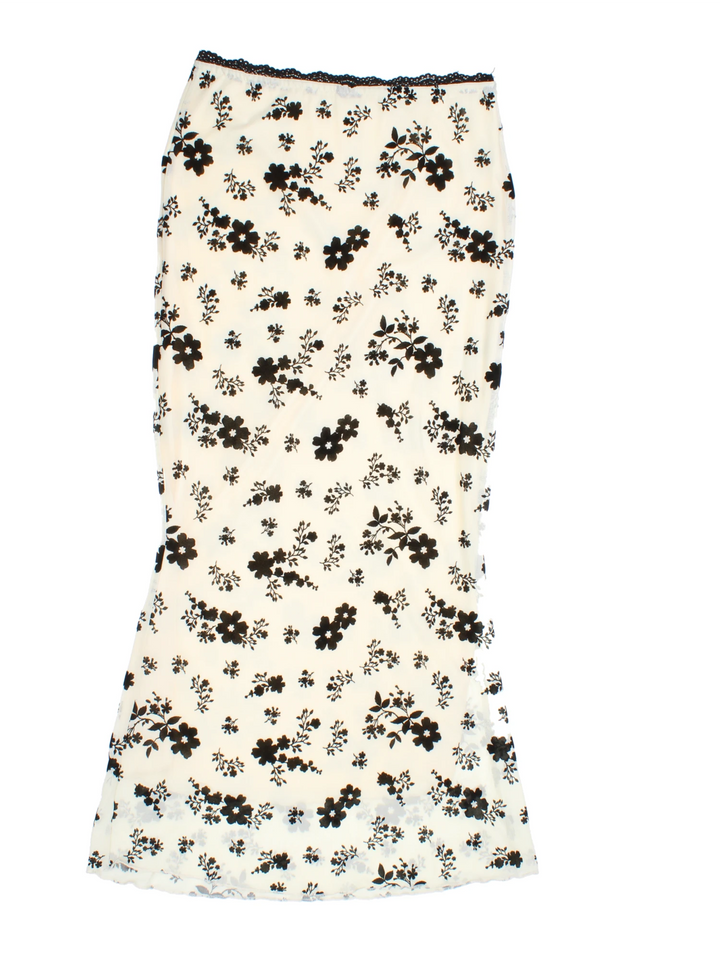 Y2K Floral Maxi Skirt (Size XS) - VintageFolk