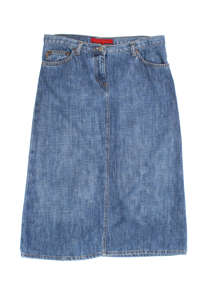 Y2K FCUK Denim Midi Skirt (Size XL)