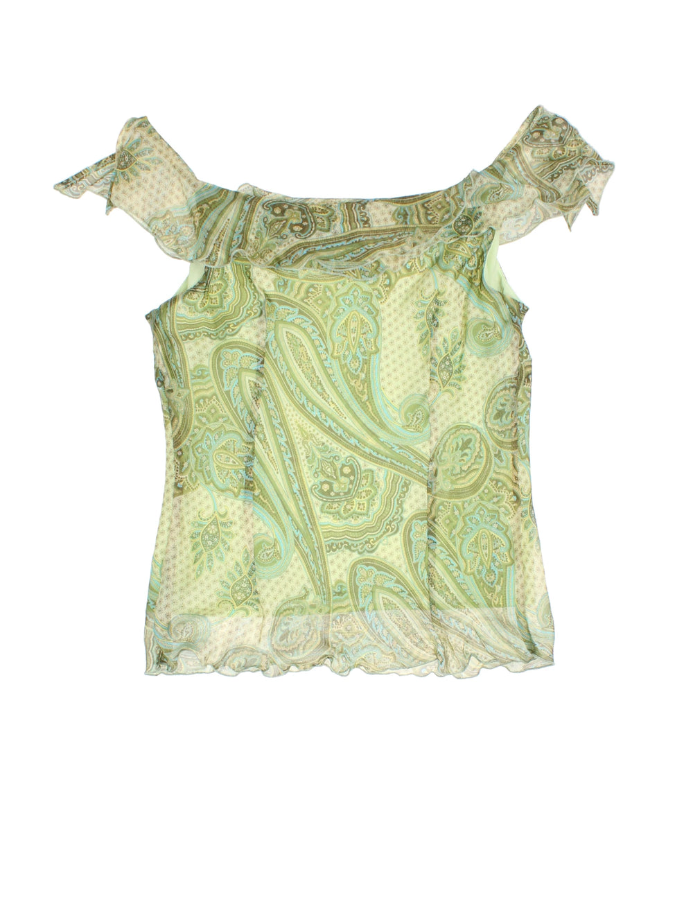 Y2K Paisley Mesh Top (Size XXS) - VintageFolk