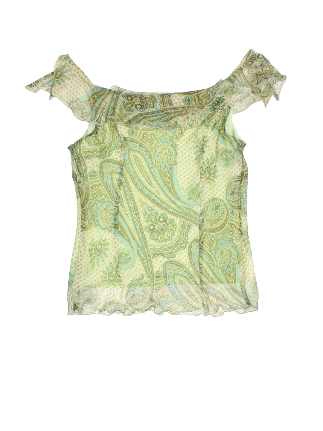 Y2K Paisley Mesh Top (Size XXS) - VintageFolk