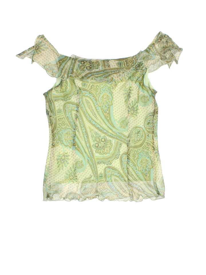 Y2K Paisley Mesh Top (Size XXS) - VintageFolk