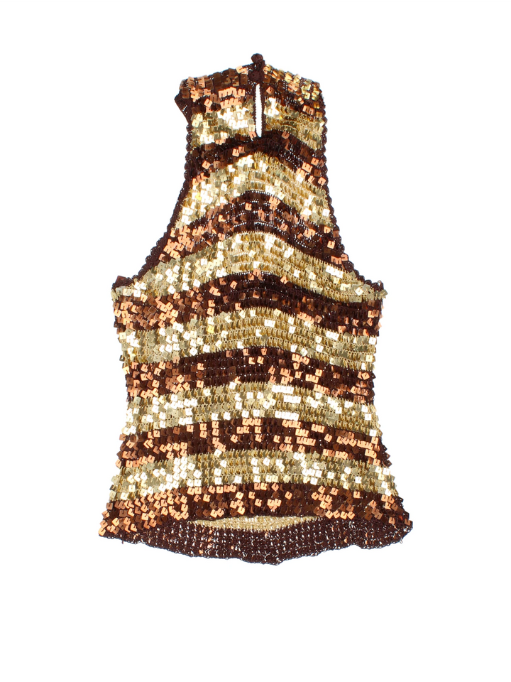 Y2K Keyhole Sequin Top (Size XXS) - VintageFolk