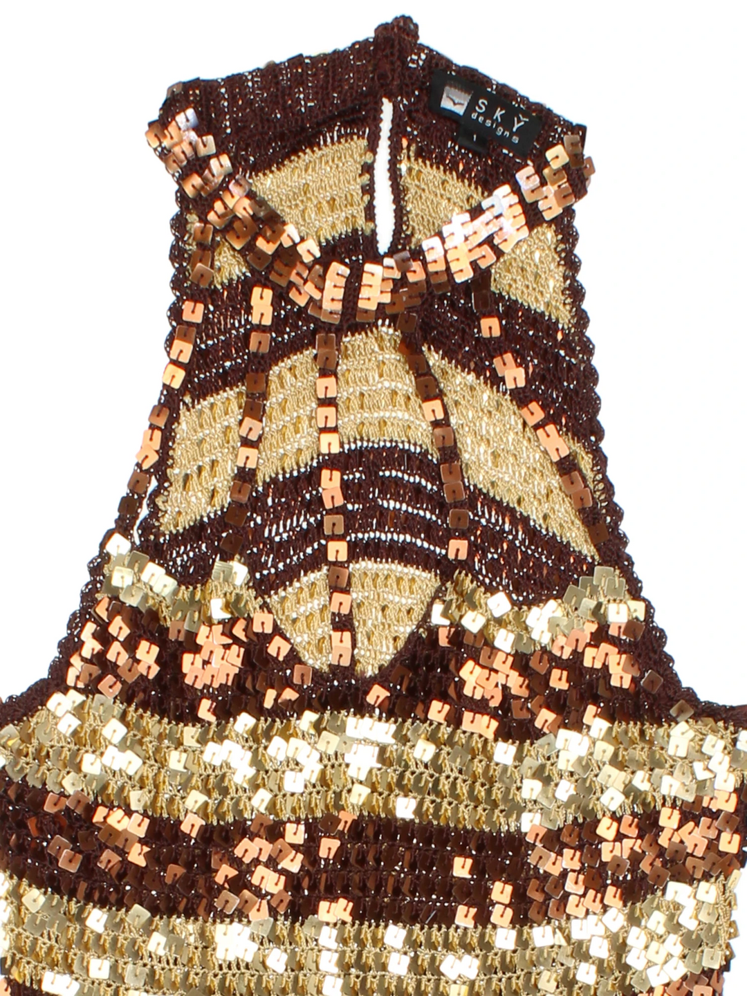 Y2K Keyhole Sequin Top (Size XXS) - VintageFolk