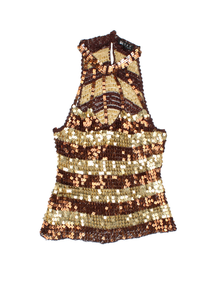 Y2K Keyhole Sequin Top (Size XXS) - VintageFolk