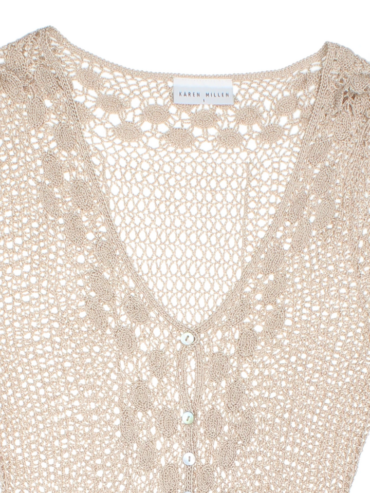 90's Karen Millen Crochet Cardigan (Size XXS) - VintageFolk