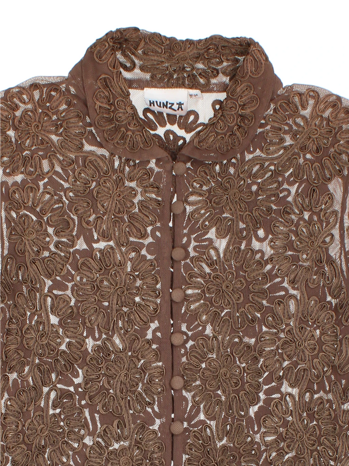 90's Floral Mesh Top (Size XXS) - VintageFolk