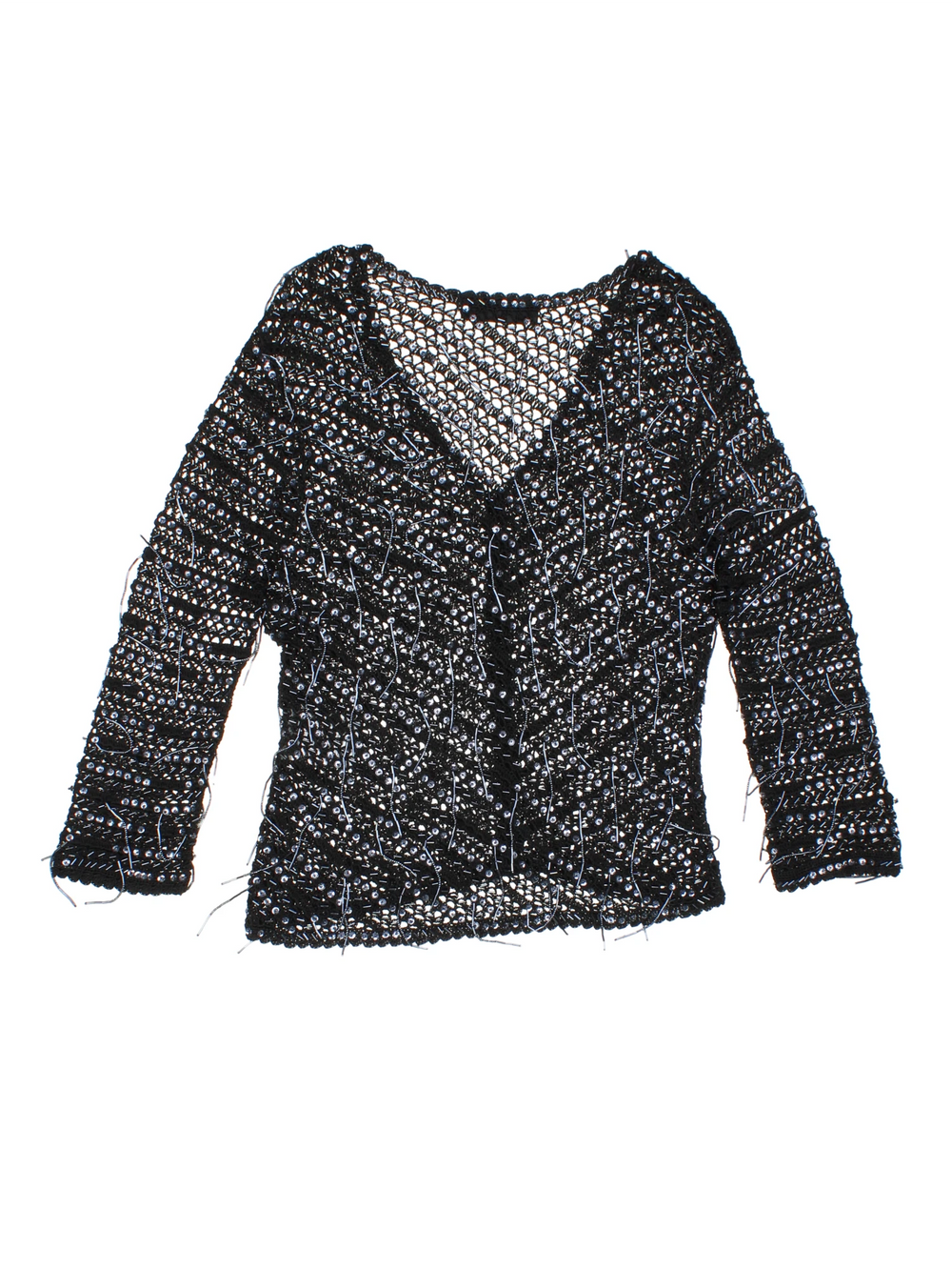 Y2K Crochet Embellished Cardigan (Size  XXS) - VintageFolk