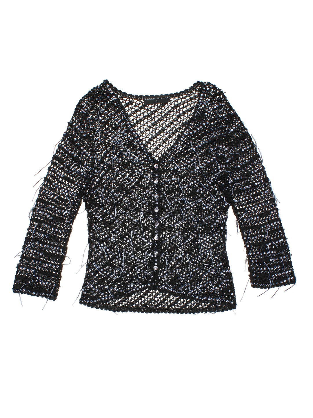 Y2K Crochet Embellished Cardigan (Size  XXS) - VintageFolk