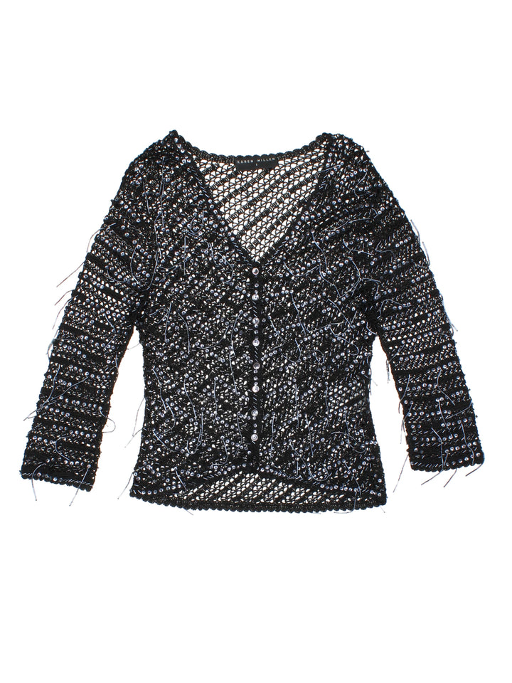 Y2K Crochet Embellished Cardigan (Size  XXS) - VintageFolk
