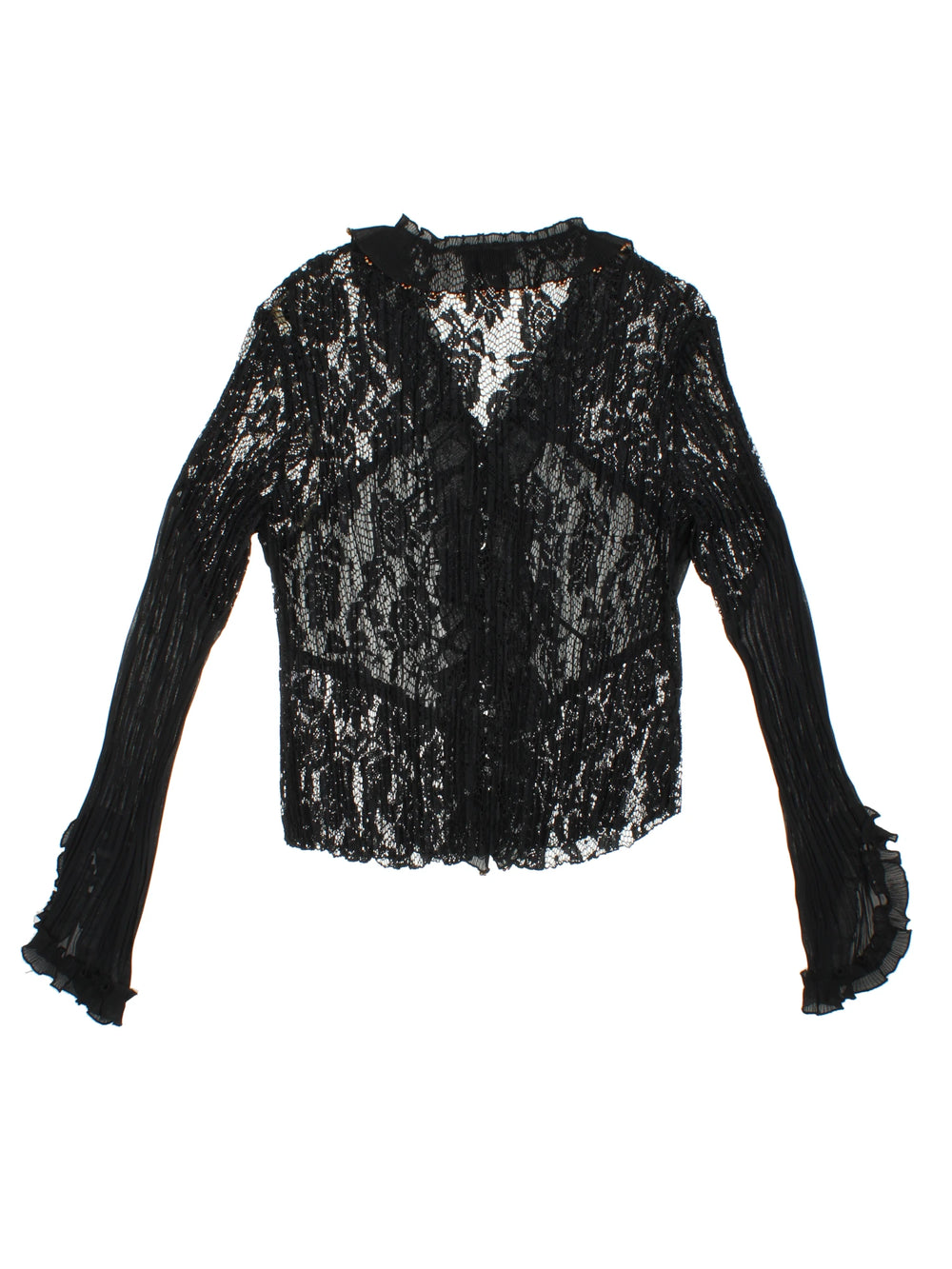 90's Lace Tie Front Top (Size XXS) - VintageFolk