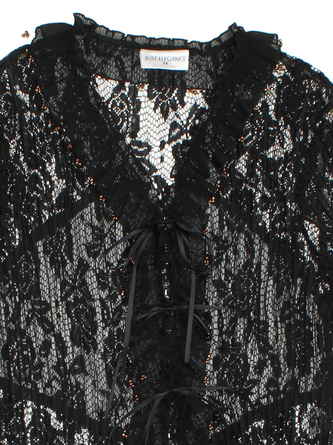 90's Lace Tie Front Top (Size XXS) - VintageFolk