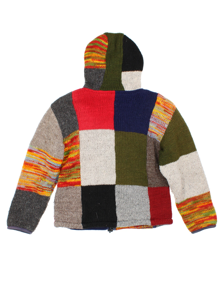 Hippie Patchwork Wool Jacket (Size M) - VintageFolk