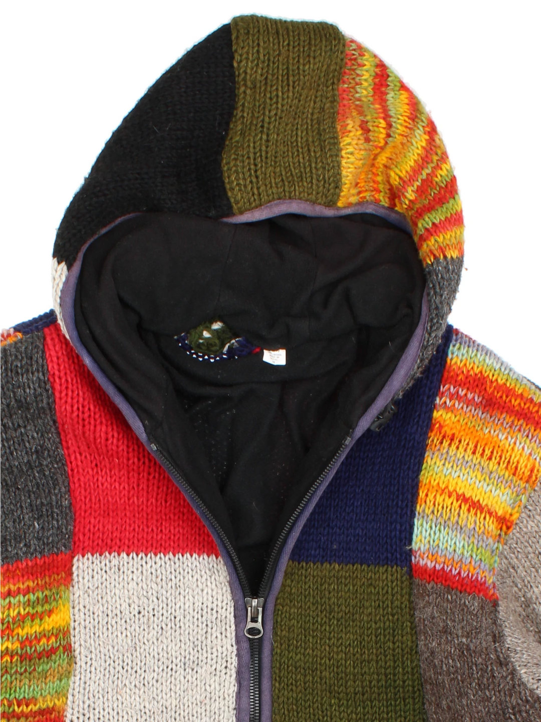 Hippie Patchwork Wool Jacket (Size M) - VintageFolk