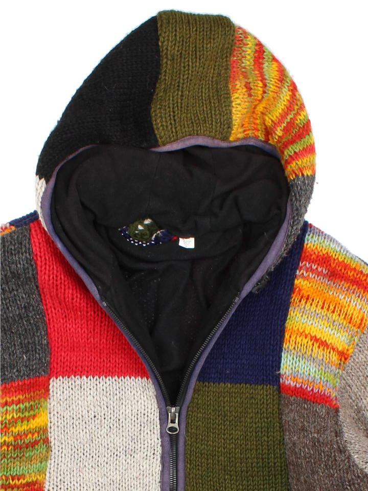 Hippie Patchwork Wool Jacket (Size M) - VintageFolk