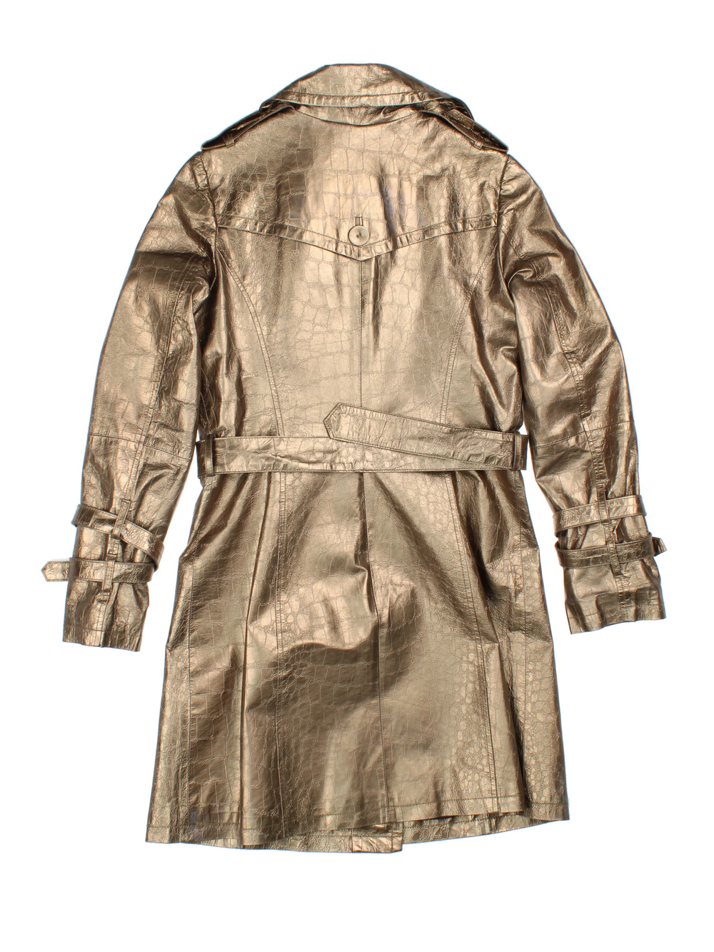 Y2K Croc Leather Trench Coat (Size XXS) SKU MISSING - VintageFolk