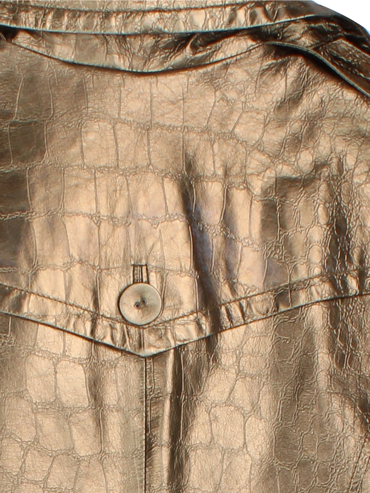 Y2K Croc Leather Trench Coat (Size XXS) SKU MISSING - VintageFolk