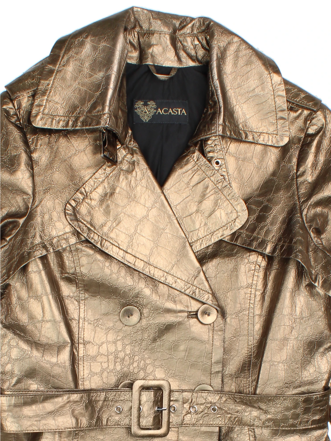 Y2K Croc Leather Trench Coat (Size XXS) SKU MISSING - VintageFolk