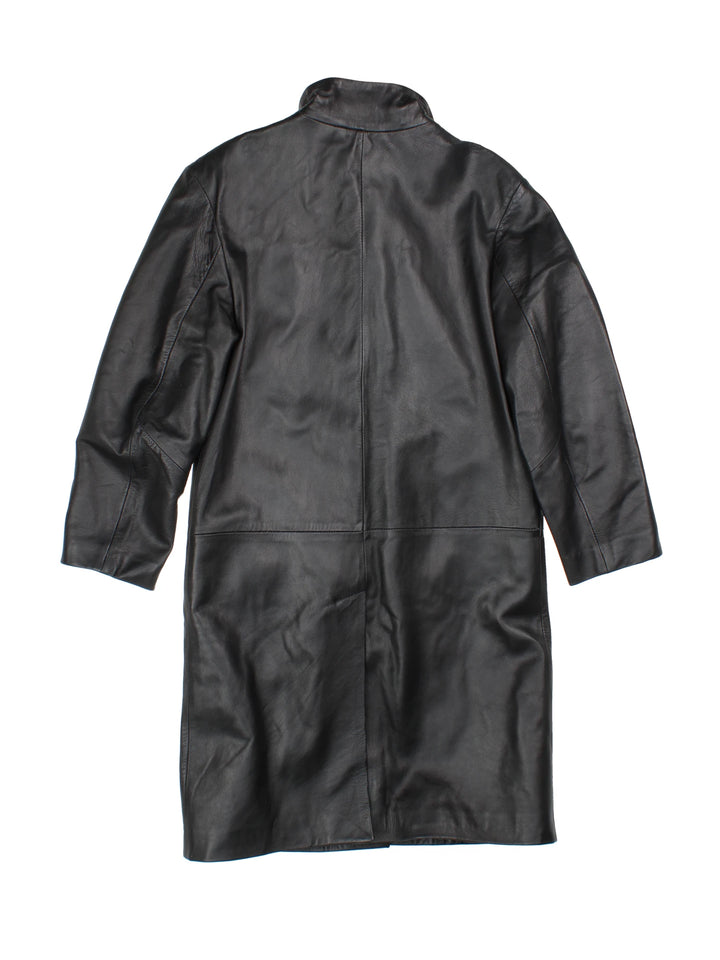 Y2K Leather Trench Coat (Size XXS)