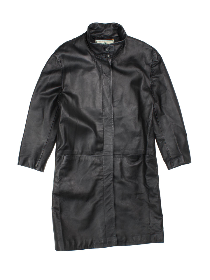 Y2K Leather Trench Coat (Size XXS)