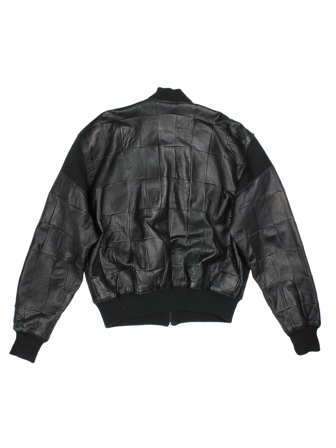 Patchwork Leather Bomber Jacket (Size S)