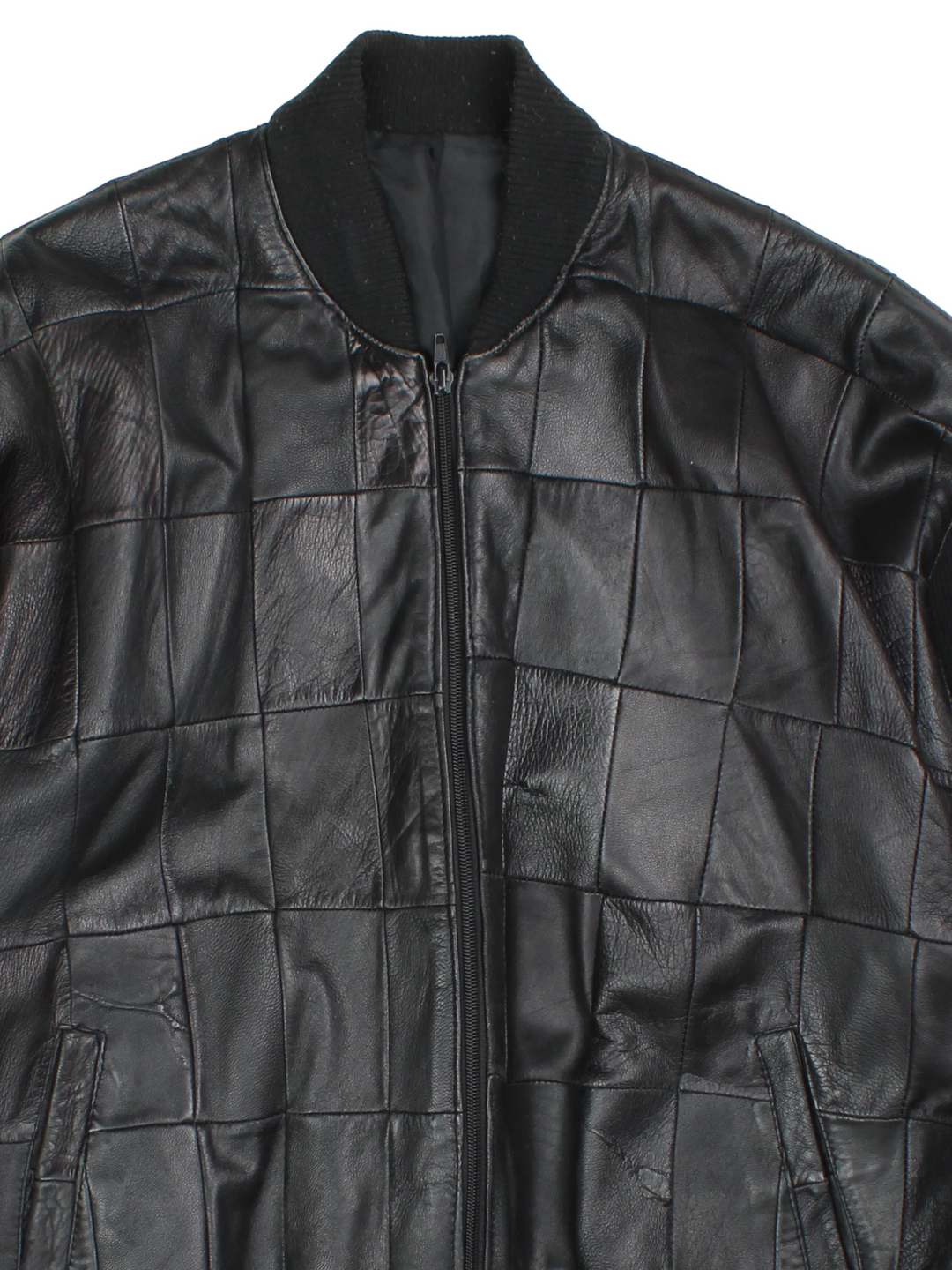 Patchwork Leather Bomber Jacket (Size S)