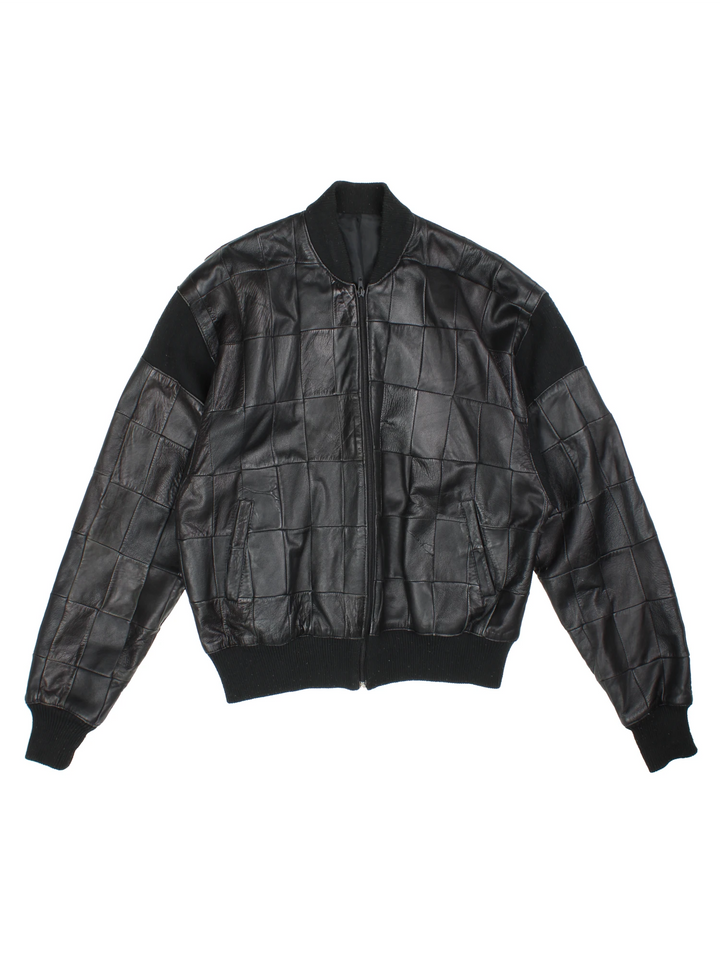 Patchwork Leather Bomber Jacket (Size S)