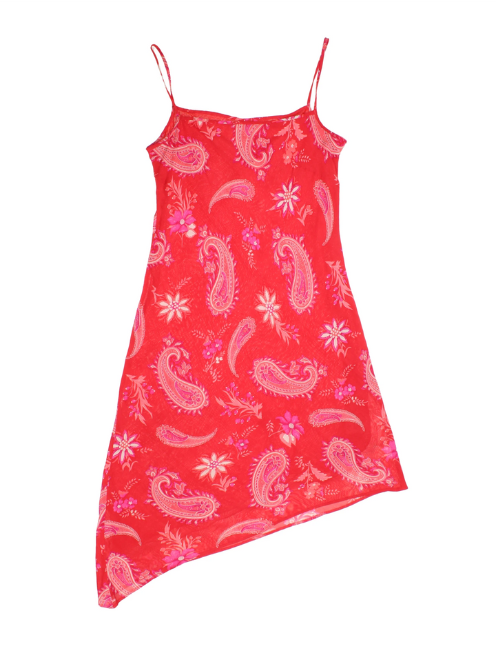 Y2K Paisley Asymmetrical Dress (Size XXS) - VintageFolk