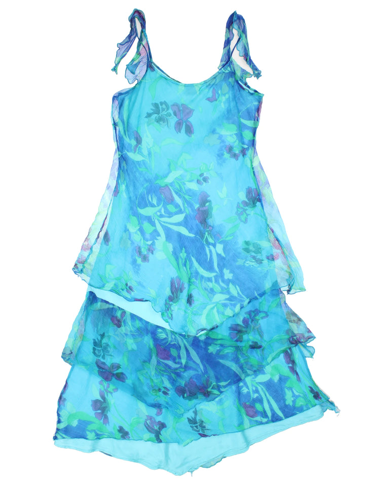 Y2K Floral Layered Midi Dress (Size XXS)