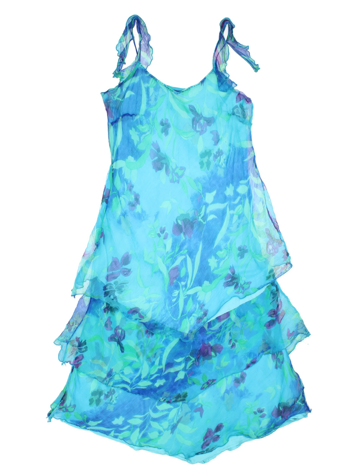 Y2K Floral Layered Midi Dress (Size XXS)