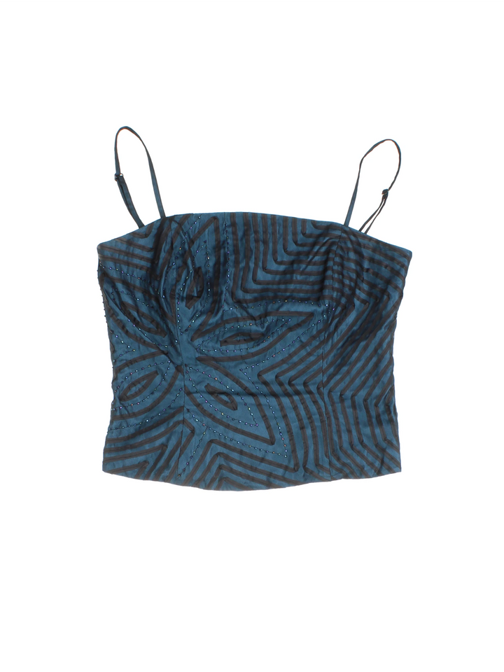 Y2K Beaded Cami Top (Size M) - VintageFolk