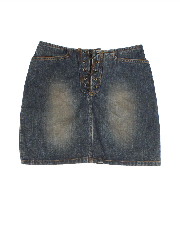 Y2K Schnür-Jeansminirock (Größe L)