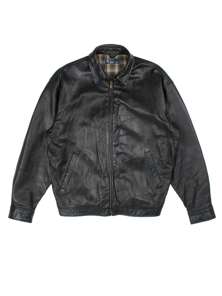 Ralph Lauren Leather Harrington Jacket (Size L) - VintageFolk