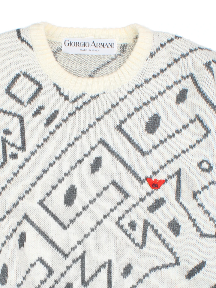80er Jahre Armani Pullover mit abstraktem Muster (Größe L)