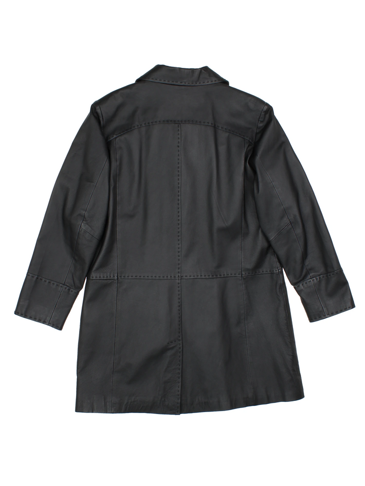 Y2K Leather Trench Coat (Size S)