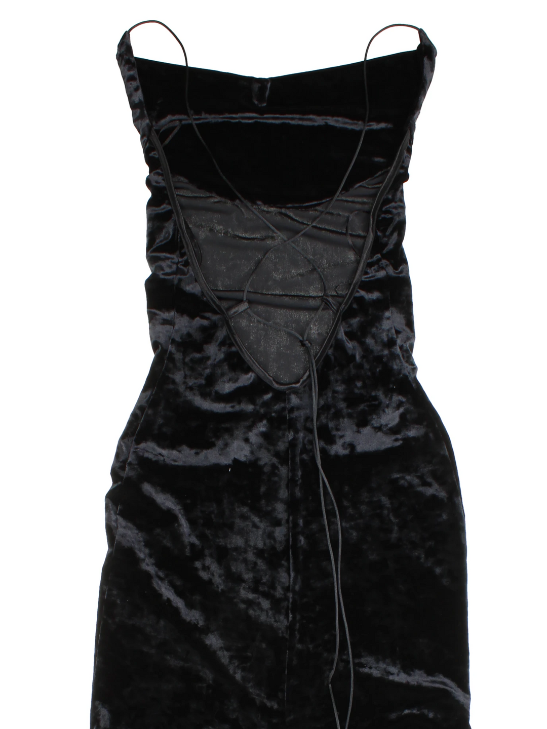 Y2K Samt-Maxikleid mit Rückenausschnitt (Größe XS)