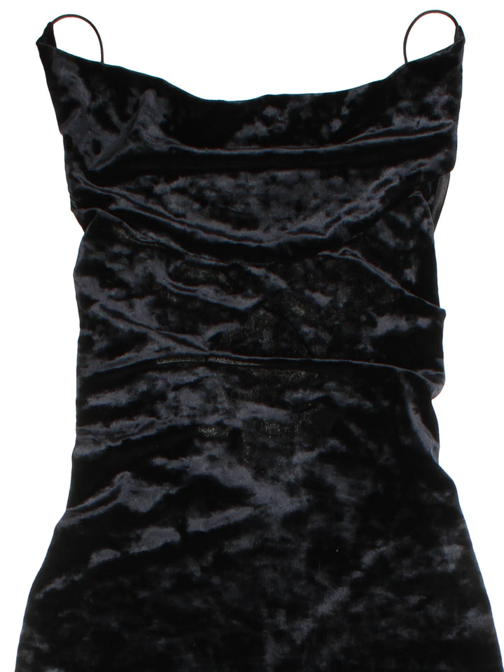 Y2K Samt-Maxikleid mit Rückenausschnitt (Größe XS)