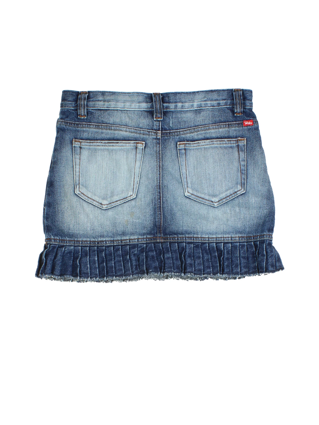 Y2K Pleated Hem Denim Mini Skirt (Size M)