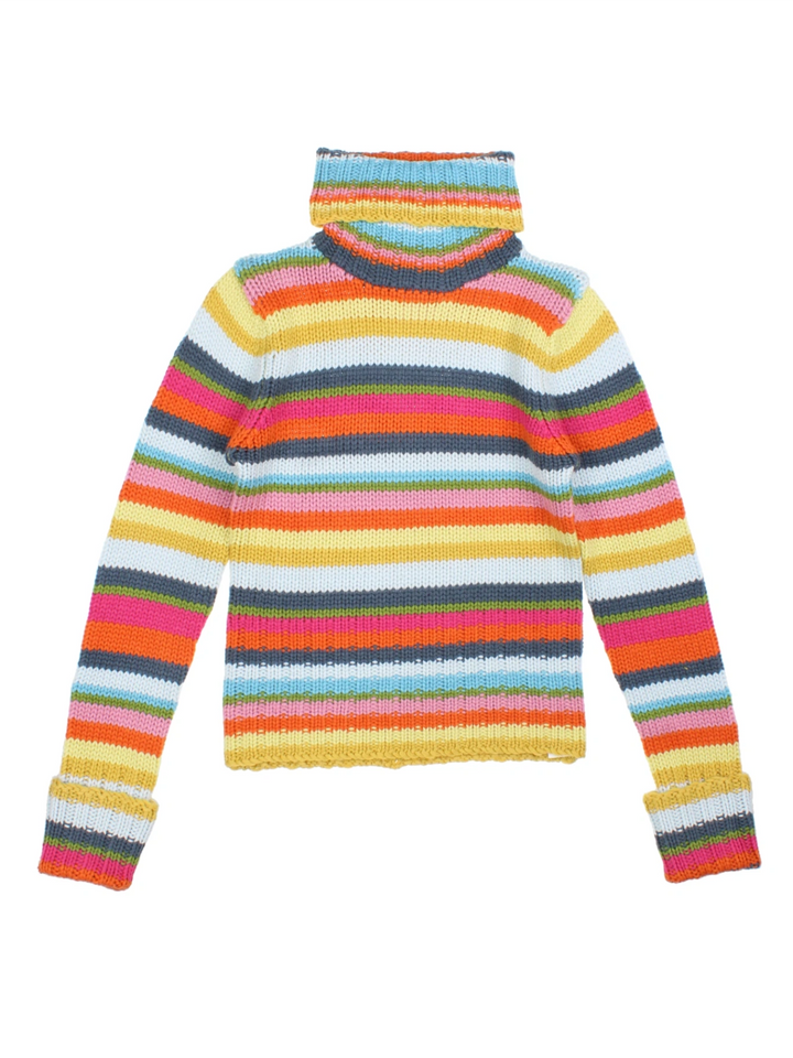 Y2K Stipe Roll Neck Jumper (Size XXS)