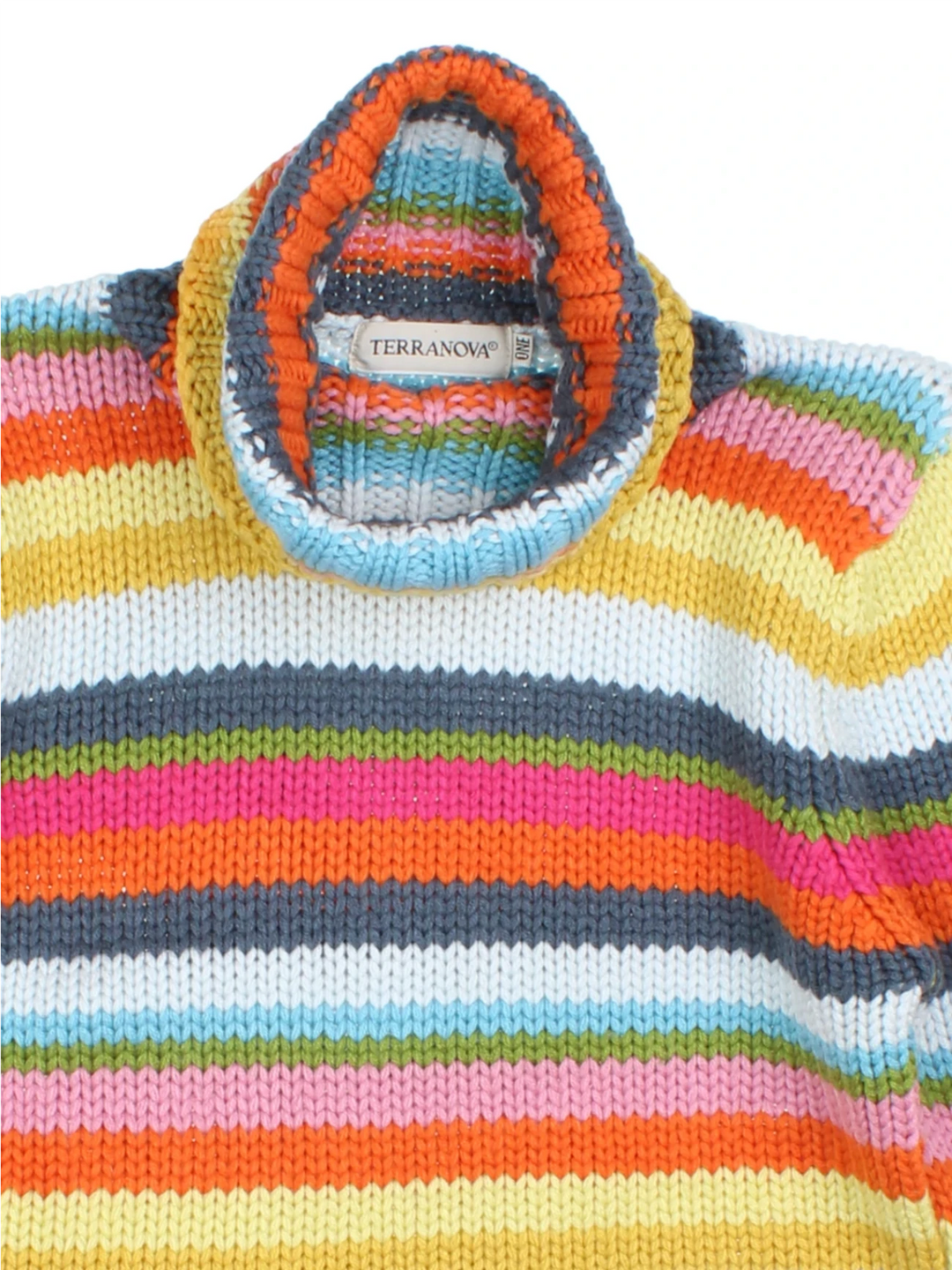 Y2K Stipe Roll Neck Jumper (Size XXS)