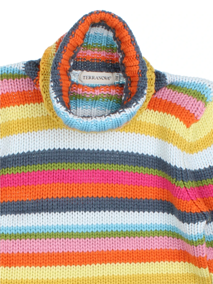 Y2K Stipe Roll Neck Jumper (Size XXS)