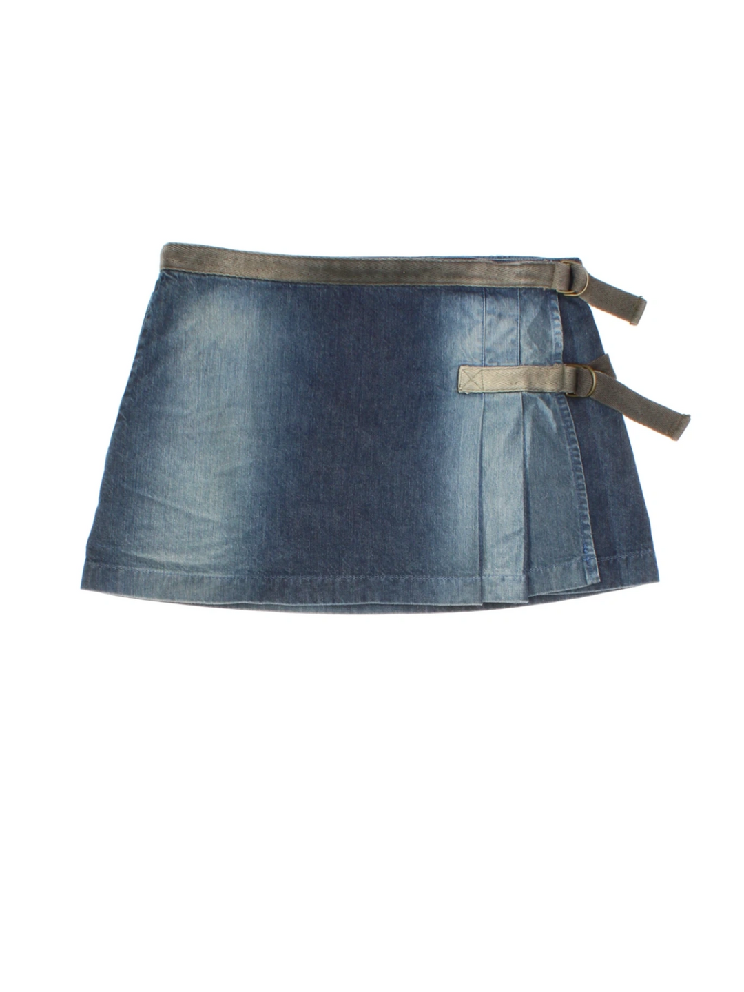 Y2K Denim Pleated Mini Skirt (Size XL) - VintageFolk