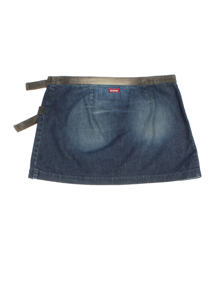 Y2K Denim Pleated Mini Skirt (Size XL) - VintageFolk