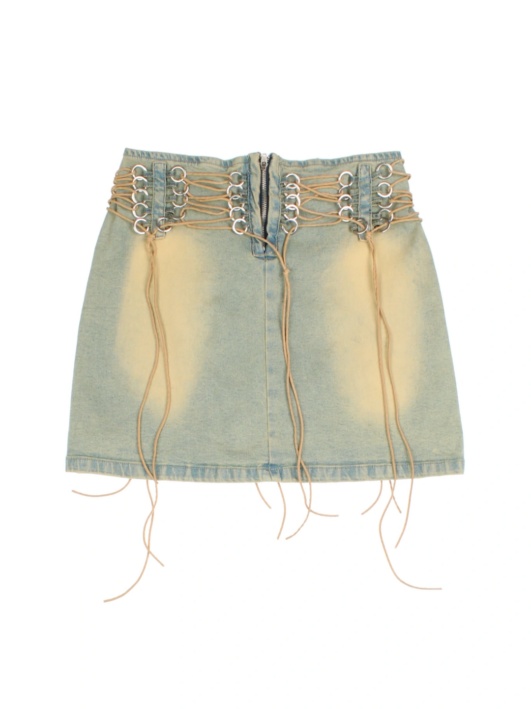 Y2K Lace Up Denim Skirt (Size M) - VintageFolk