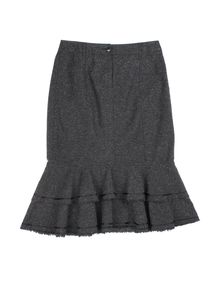 90's Ruffle Hem Pencil Skirt (Size M) - VintageFolk