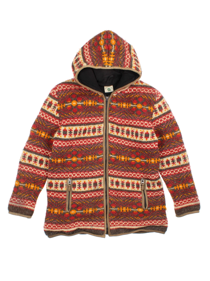 Pachamama Fair Isle Hooded Cardigan (Size M) - VintageFolk