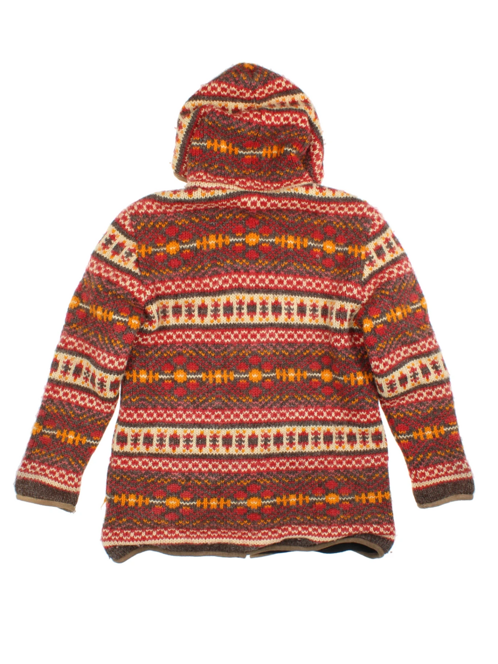 Pachamama Fair Isle Hooded Cardigan (Size M) - VintageFolk
